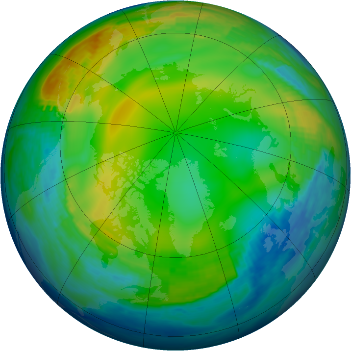 Arctic ozone map for 16 January 1993